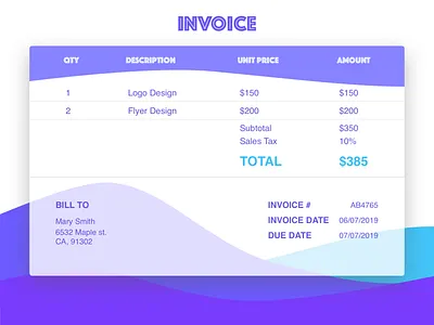 Invoice anna avetisyan aplusdesign.co daily 100 challenge daily ui daily ui 046 daily ui challange dailyui design digital artist invoice invoice design ui ui design ui design challenge ui designer ui designers ux ui design
