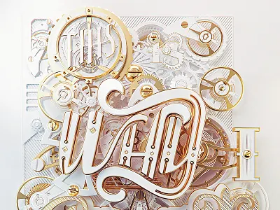 Craft White & Gold 3d 3d type 3d typography chronometer craft depth detail gold mechanical steampunk type typography victorian wacth