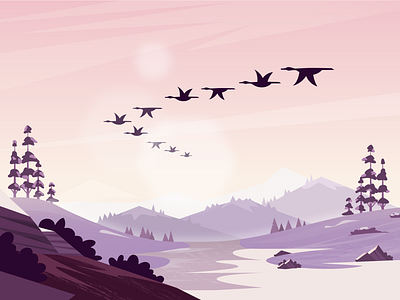 Landscape illustration #2.99 app illustration birds design explainer explainer animation explainer videos flat illustration illustrations illustrator landscape mountains ui illustration vector web web illustration