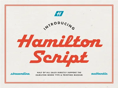Hamilton Script Typeface on www.FontSeed.com design font hamilton printing script streamline typeface wood type