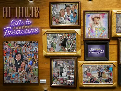 Photo Collages & Framed Art Samples Hung on Wall collages digital art digital painting mockup design photo art photo collage photocollage photoshop picture frame procollage realism