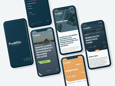 Prudêncio - Mobile Screens about page homepage loading mobile ui waterproof website