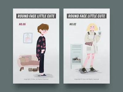 ROUND FACE LITTLE CUTE-圆脸小可爱02 女孩 插图 设计