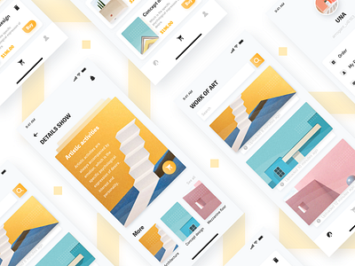 Art-2 2019 abstract app art card card ui search ui 插图 设计 黄色