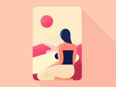 Contemplative Woman 2d 2d flat illustration character character illustration desert flat geometric illustration sun window vector woman woman logo woman sitting woman vector woman window