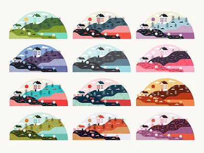 Illustration | Micro Scene No.3 (Color Studies) cityscape color colorful colors design doodle exploration freelance fun illustration illustrator landscape landscape illustration micro nature style trees vector water