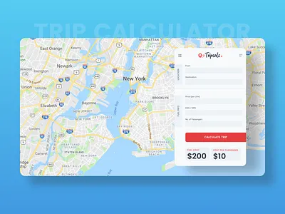 Trip Calculator Concept V1 concept figma google maps landing page minimal react native reactjs ui uidesign user interface ux webdesign