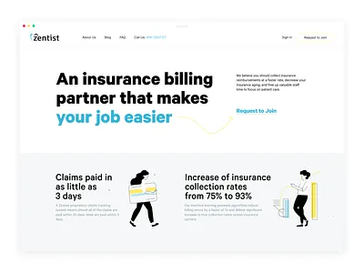 Zentist.io – Insurance Billing Partner billing illustration insurance landing page design partner