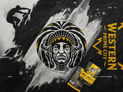 Western Prime Cut ™ / Landing Page design concept adrenaline beef black concept creative design green label logo meat nature orange outdoor package page power product protein red wild