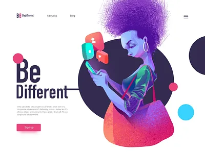 be different character design girl illustration illustrator landing page design ui userexperiencedesign web design web graphic