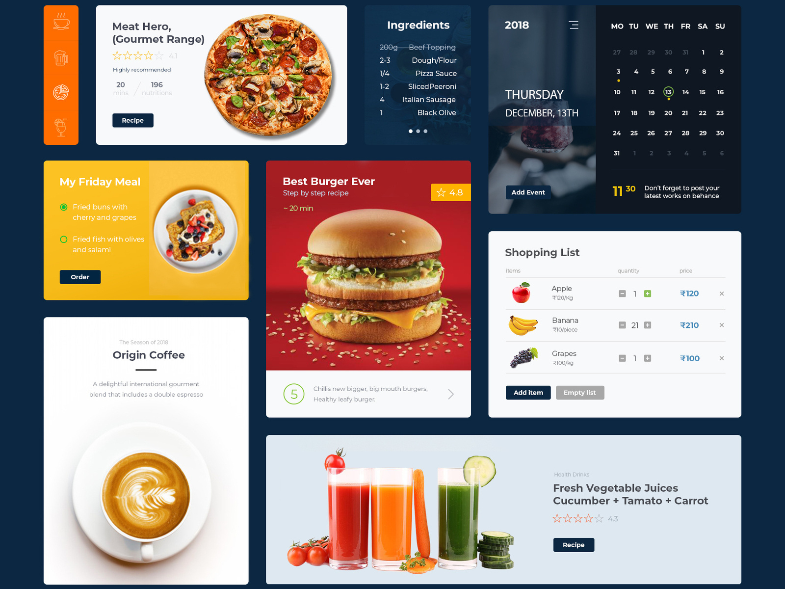 Food And Drinks UI UX Kit by Manu on Dribbble