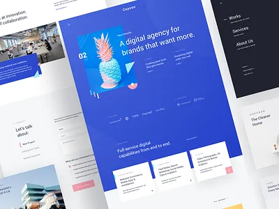 Capcon Digital Agency - Landing Page agency blue branding brands card clean creative digital homepage landing page photography pop portfolio simple studio ui ux website white works