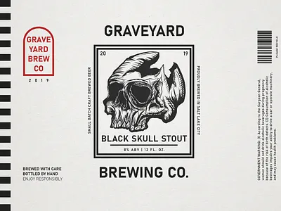 Black Skull Stout beer brand brand design branding branding design brew brewery design identity illustration label logo print skull typography utah vector