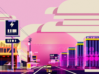 Sunset gradient illustration light scenes sunset