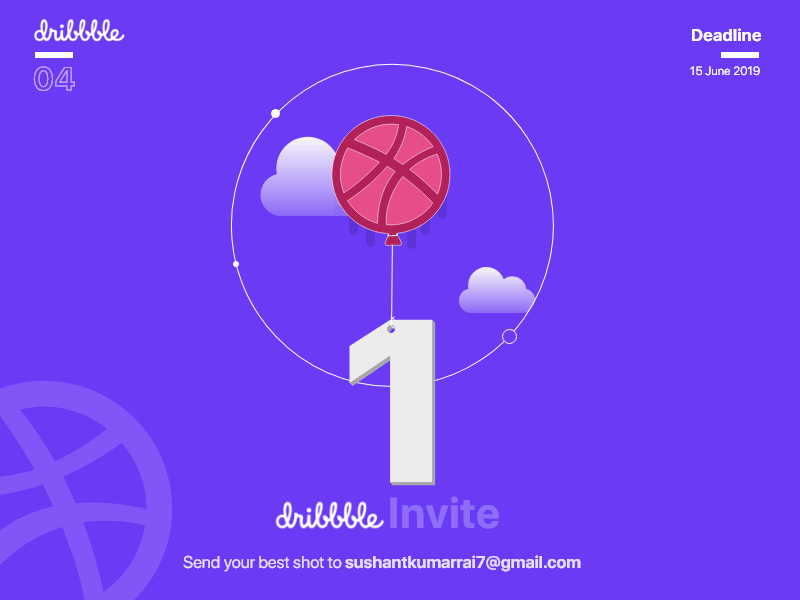 1 Dribbble Invite adobe xd animation cloud design design jombie dribbble ball dribbble invitation dribbble invite dribble graphics illustration interaction invite invite design invite giveaway micro interaction sky sushant sushant kumar rai