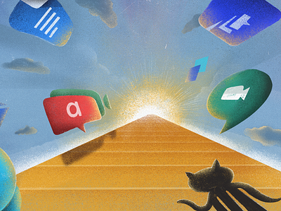 Pyramid Of Remote Team Communication ambition calm character design editorial icon illustration life logo peaceful productivity teamwork todoist twist ui