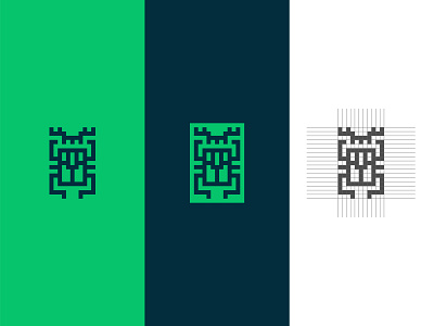Beetle Logo abstract beetle bug design flat geometric green grid logo minimal square vector