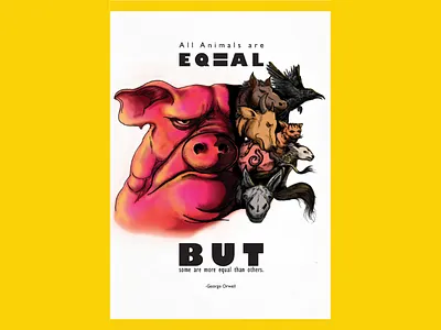 Animal farm poster animal design farm george orwell handdrawn illutration photoshop poster