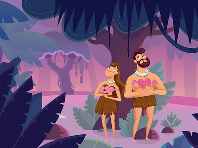 Jungle set 2d art background character design characters cute digitalart illustration romantic vector vectorart wacom cintiq