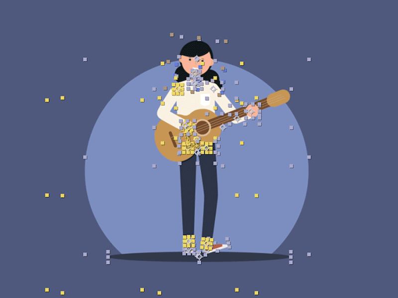 Guitar Girl Loop 2d animation after affects animated animation character design flat illustration loop motion motion animation motion design motiongraphic nov25studio rigging