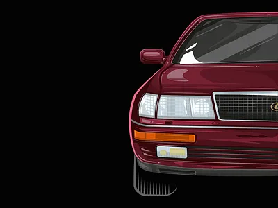 Lexus LS 400 auto car classic detail front illustration lexus ls400 vector