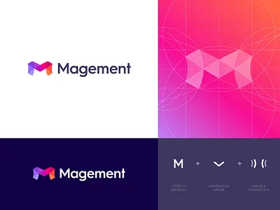 Magement - Logo Design abstract applications branding data service grid icon identity integration lettering logo logo design logo project magement mark monitoring monogram platform symbol