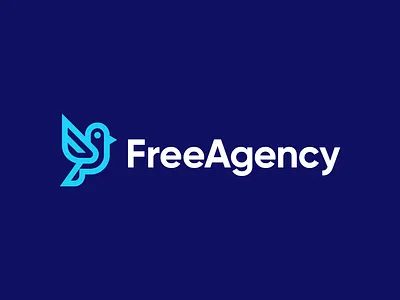 FreeAgency animal bird blue branding corporate fly flight freedom geometric icon symbol linework mascot precission startup vision wings