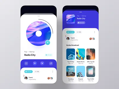 Live Broadcasting iOS App V3 app design app designer broadcasting collect ui design design app ios app list music new design playlist prodcst song ui ux