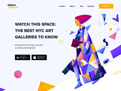 Landing page - Art Forum app art clean colors design experience illustration landing minimal ui ux web website