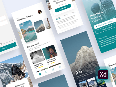Weekend Gataway | Freebie abstract art branding clean clean app design color concept dailyui design design app flat flat design free giveaway green interface minimal travel typography ui pack