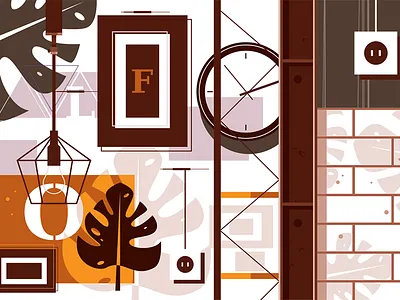 Loft in interior design background design flat illustration interior kit8 loft room vector