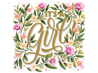 Baby Shower Invite customtype design drawing floral flowers hand lettering handdrawn handlettering handmade illustration ipad lettering type typography