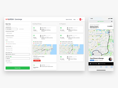 GoCatch Concierge app application book booking business car concierge dashboard driver gocatch minimal passenger platform reservation rideshare suite taxi web