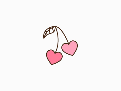 Cherry Hearts Icon cherries cherry design digital flat heart icon illustration illustrator minimal minimalist modern ui vector
