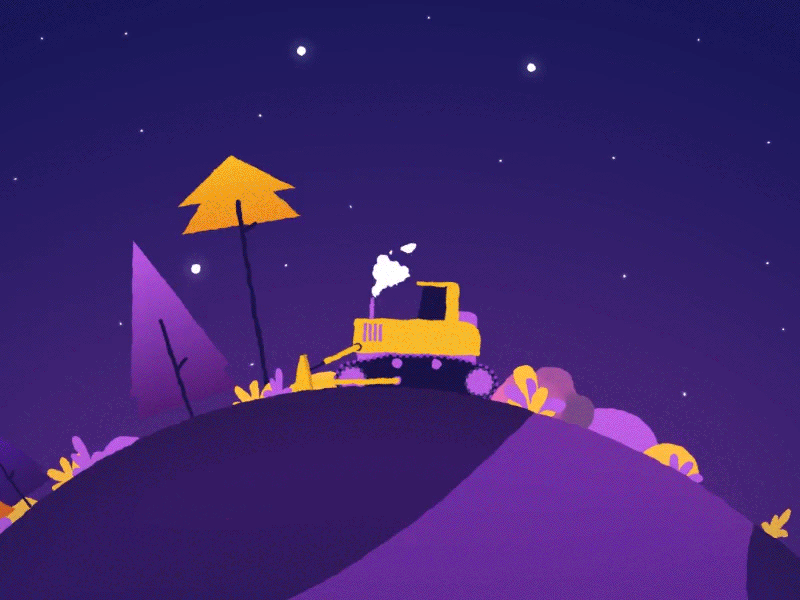 Tractor in a Forest 2d 2d animation animation climate change deforestation forest forests gif loop machine motion graphics motiongraphics night planet plant plants tractor tree