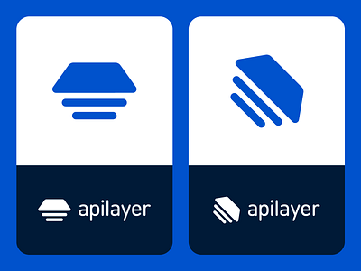 Apilayer Logo Proposal Option 3 (Unused) brand identity branding graphic company enterprise startup team efficiency software products api exploration visual brand for sale unused buy isometry 2d geometric geometry layer layers layered angle logo mark symbol icon scale rise grow develop solid shape vector blue