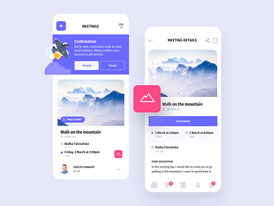 Heyway application - Main view design flat heyway illustration interface meeting mobile mobile app social ui ui design uiux ux