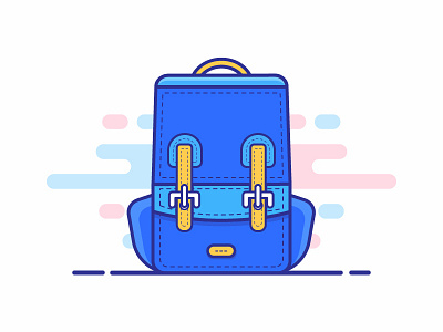 School Bag Icon bag blues design flat icon iconography illustration linear minimal schools vector