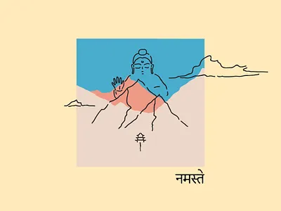 Namaste asian colors illustration mindfulness mountain namaste nepal peace pen zen
