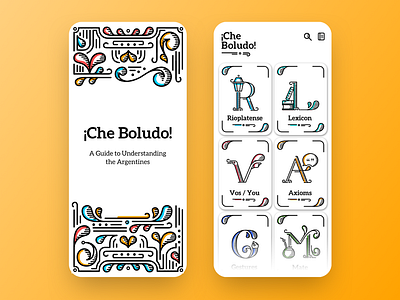 ¡Che Boludo! - Guide to Understanding Argentines app app design argentina design dictionary illustration ui ux vector