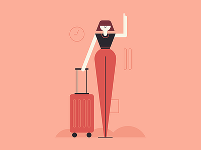 Adios character design illustration luggage people taxi travel
