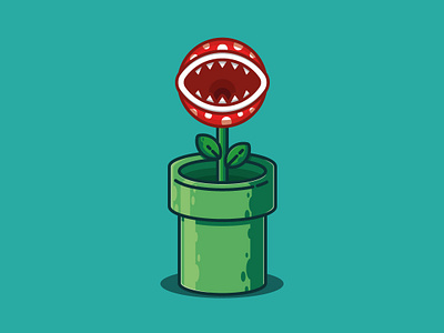 Super Mario Plant adobe illustrator flat illustration freelance designer plant super mario super nintendo vector illustration video game