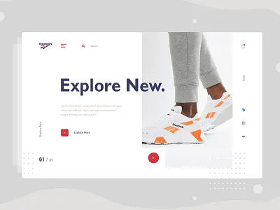 Minimal E-commerce shop Exploration v5 adidas clean concept ecommerce fashion homepage interface landing layout minimal product reebok shoes shop store typography ui uinugget visual web