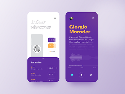 Interviewer Mobile App app cuberto design graphics interface interview ios mobile play product design record text ui ux voice