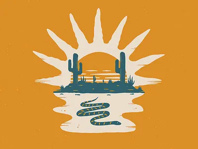Desert Scene austin cactus desert green hot illustration nature orange snake spicy texas