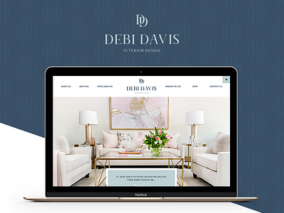 Branding and Website Design for Debi Davis Interior Design blue branding design feminine interior design interior designer logo pink website design website design and development wordpress