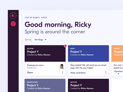 Giggable Product · Client Side giggable icons material design product design sidenav ui ux