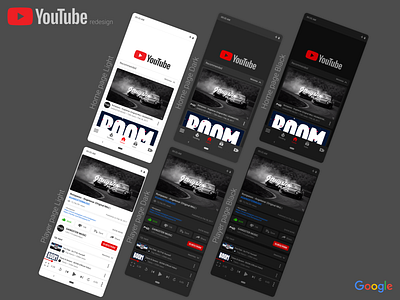 Google YouTube Redesign android app google material design mobile oneui redesign screens ui ux youtube