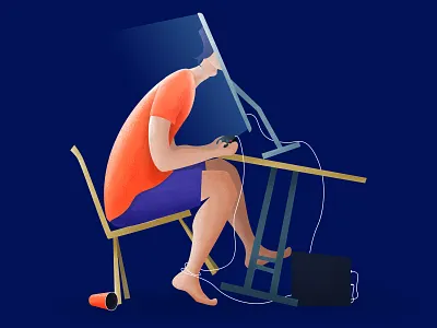 Addicted Gamer 100 days challenge character concept design gamer illustration player ui design vector