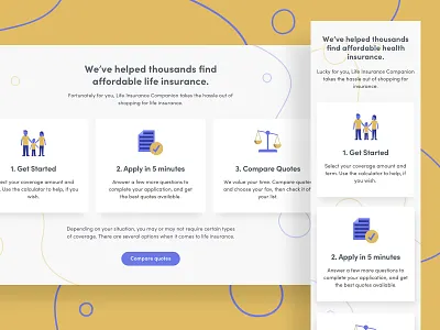 Life Insurance Comp - Illustrated Cards card cards illustration insurance landing life page ui ux web
